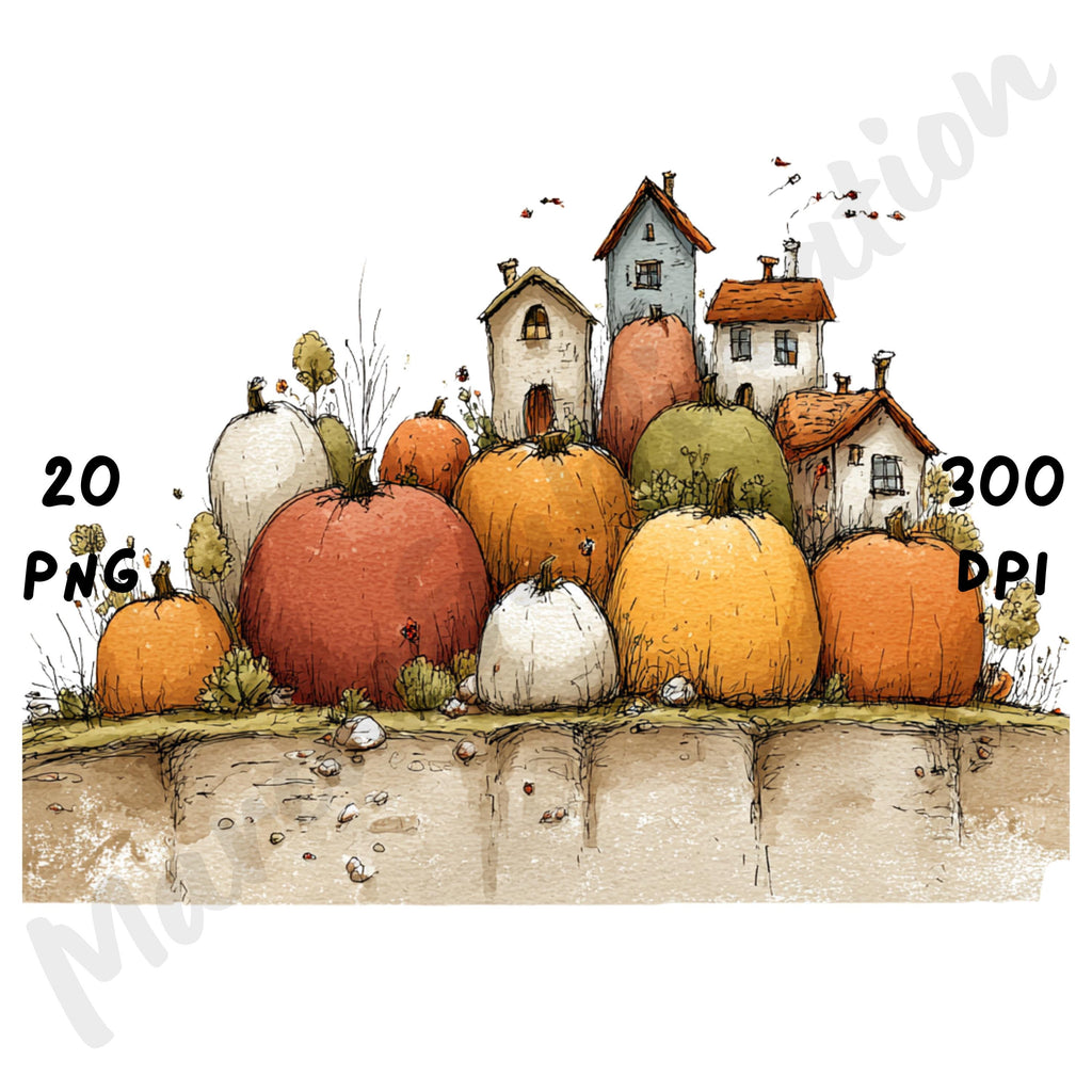 Fall Pumpkin Patch Whimsical Clipart Bundle