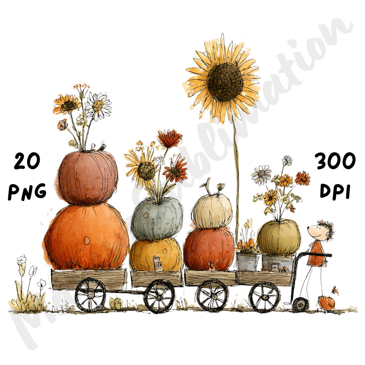 Fall Pumpkin Patch Whimsical Clipart Bundle
