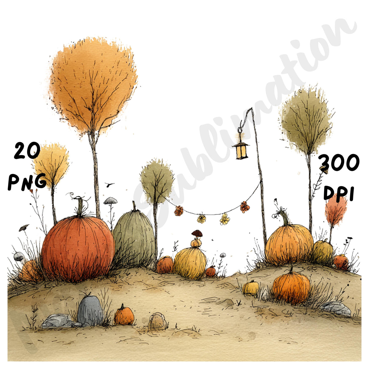 Fall Pumpkin Patch Whimsical Clipart Bundle