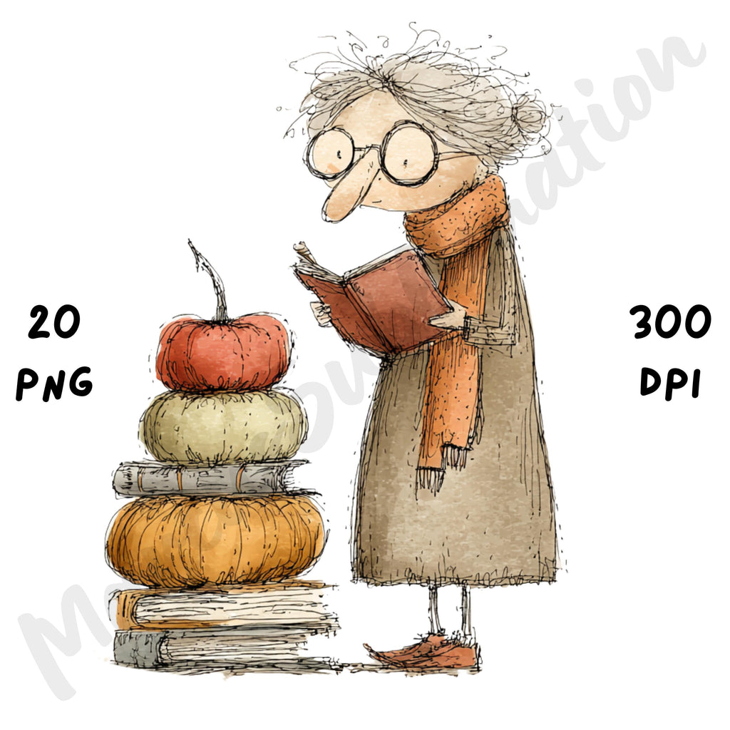 Fall Grandma Whimsical Clipart Bundle