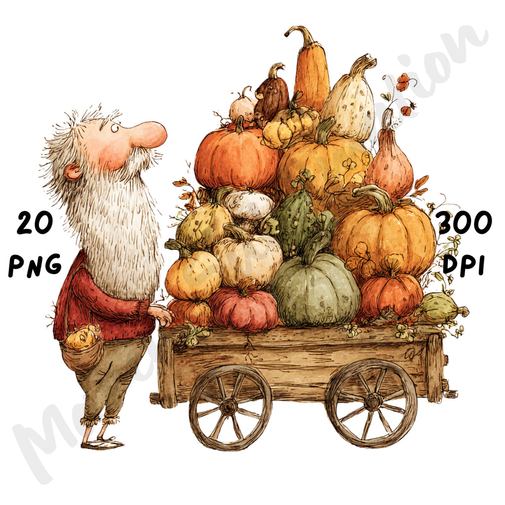 Fall Grandpa Whimsical Clipart Bundle