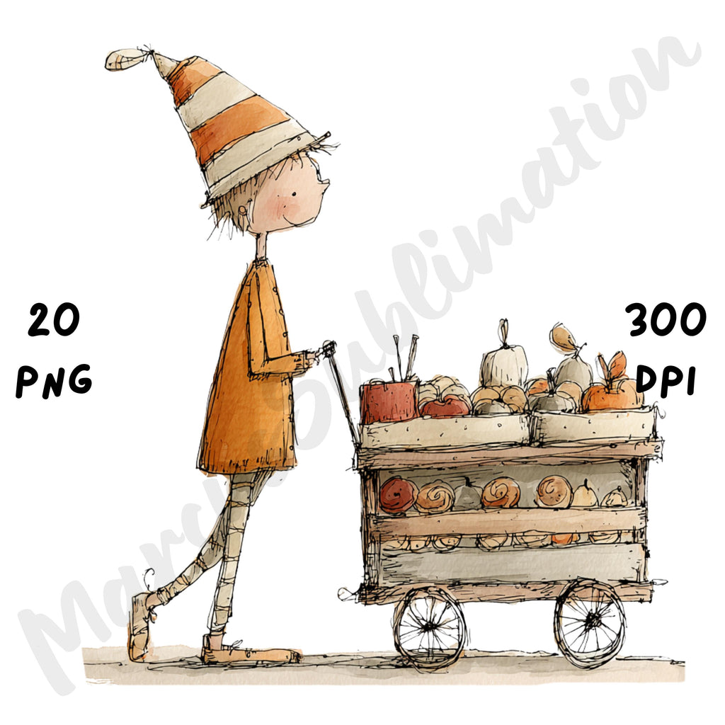 Fall Boy Whimsical Clipart Bundle