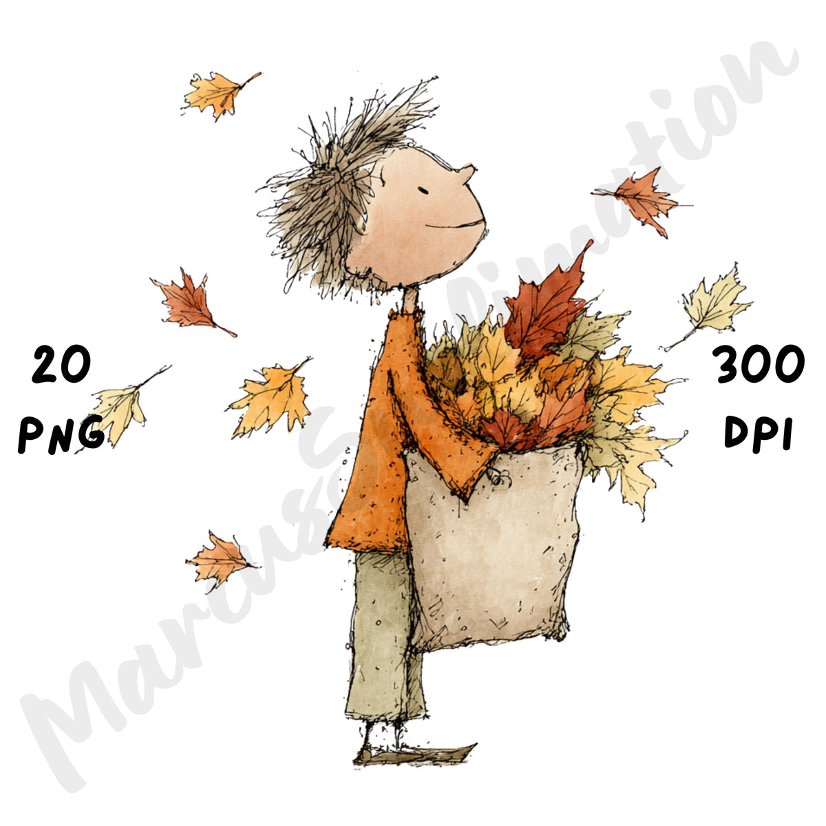 Fall Boy Whimsical Clipart Bundle