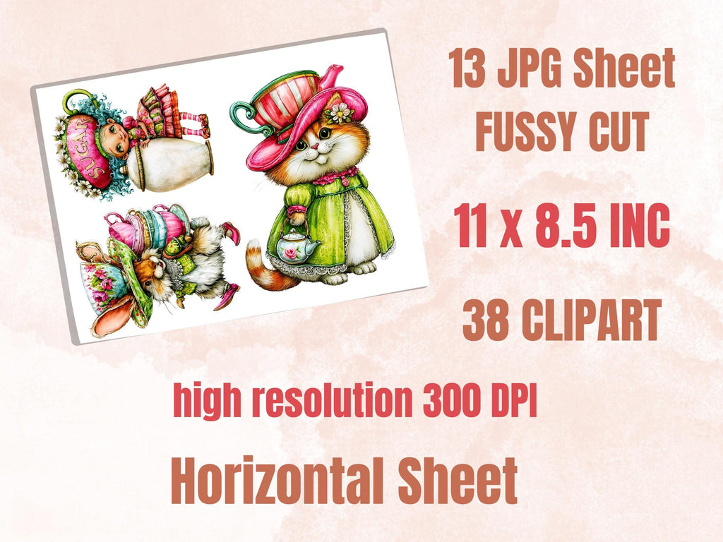 Tea Cuties Fussy Cuts & Clipart, Whimsical Tea Time Cut Outs, Quirky Ephemera, Junk Journal Scrapbook Kit, Cozy Paper Craft