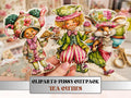 Tea Cuties Fussy Cuts & Clipart, Whimsical Tea Time Cut Outs, Quirky Ephemera, Junk Journal Scrapbook Kit, Cozy Paper Craft