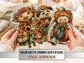 Fall Animals Fussy Cuts & Clipart, Printable Autumn Animal Cut Outs, Fall Ephemera, Quirky Junk Journal Scrapbook Kit, Cozy Paper Craft