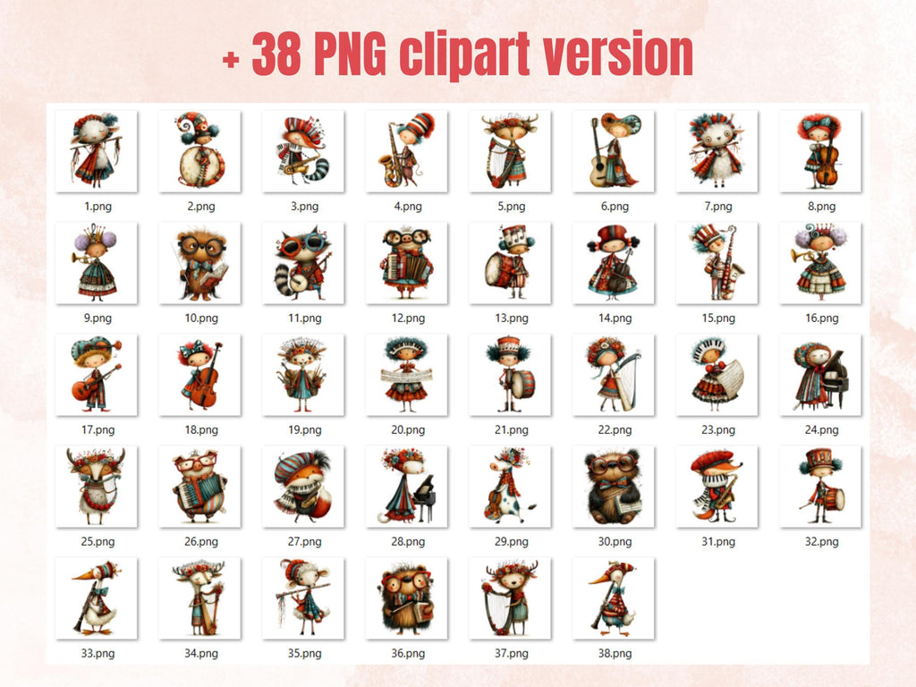 Musician Cuties Fussy Cuts & Clipart, Printable Music Cut Outs, Music Ephemera, Junk Journal Scrapbook Kit, Whimsical Paper Craft