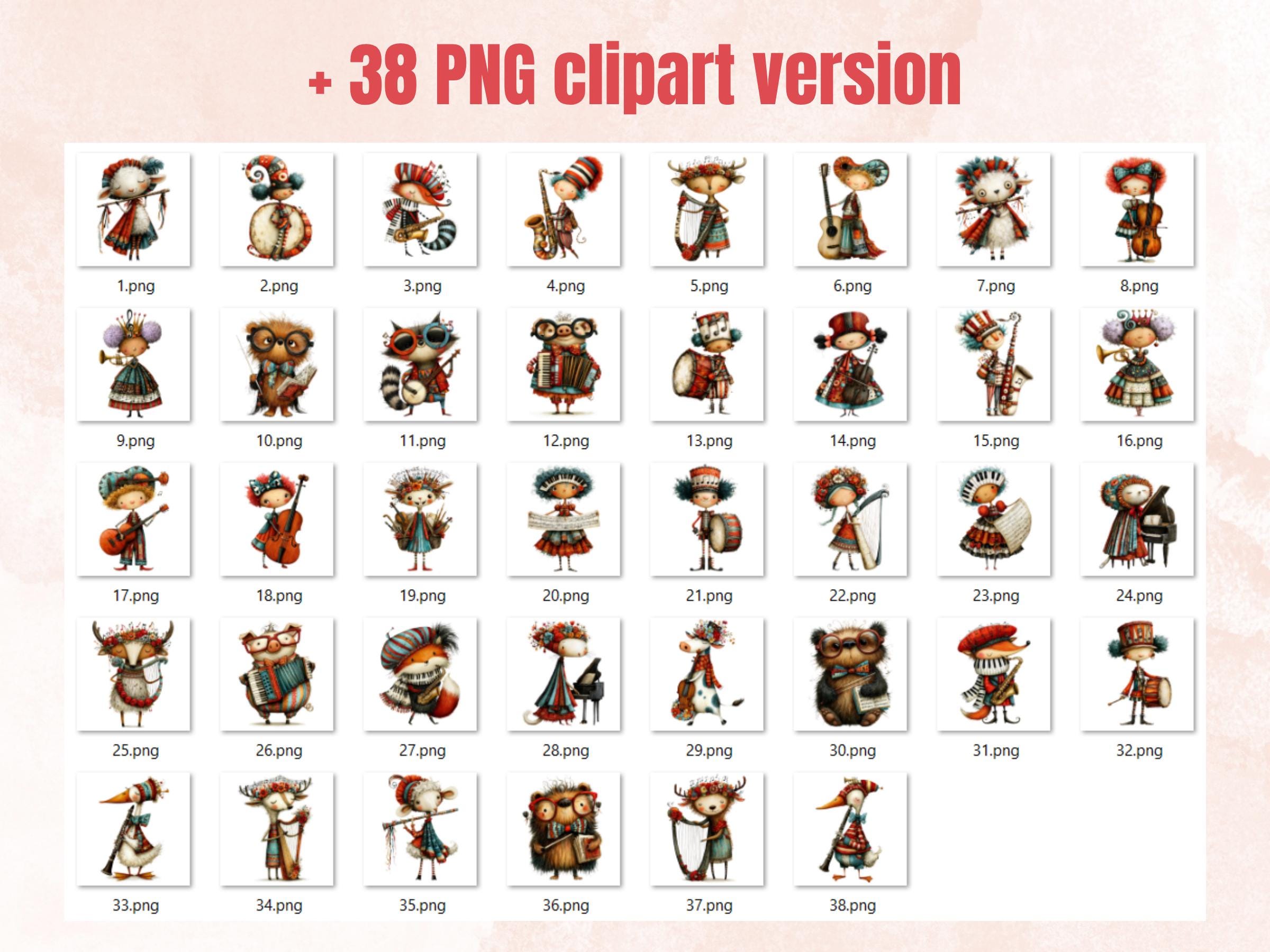 Musician Cuties Fussy Cuts & Clipart, Printable Music Cut Outs, Music Ephemera, Junk Journal Scrapbook Kit, Whimsical Paper Craft