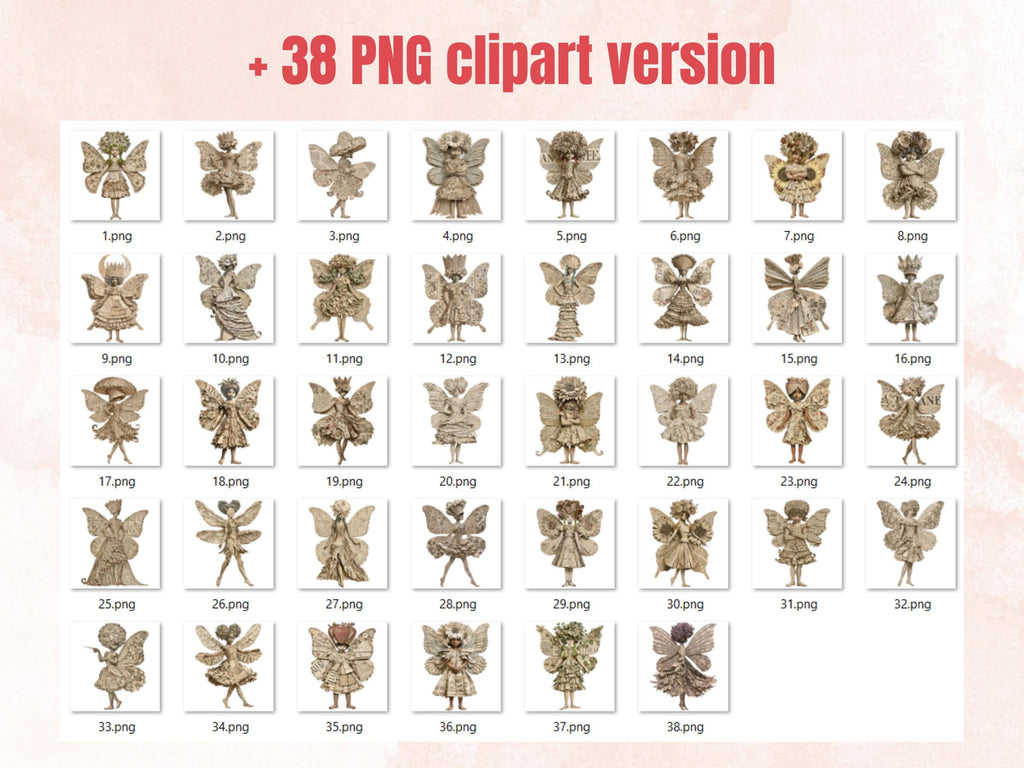 Paper Fairy Fussy Cuts & Clipart, Printable Whimsical Cut Outs, Fairies Ephemera, Junk Journal Scrapbook Kit, Fantasy Paper Craft
