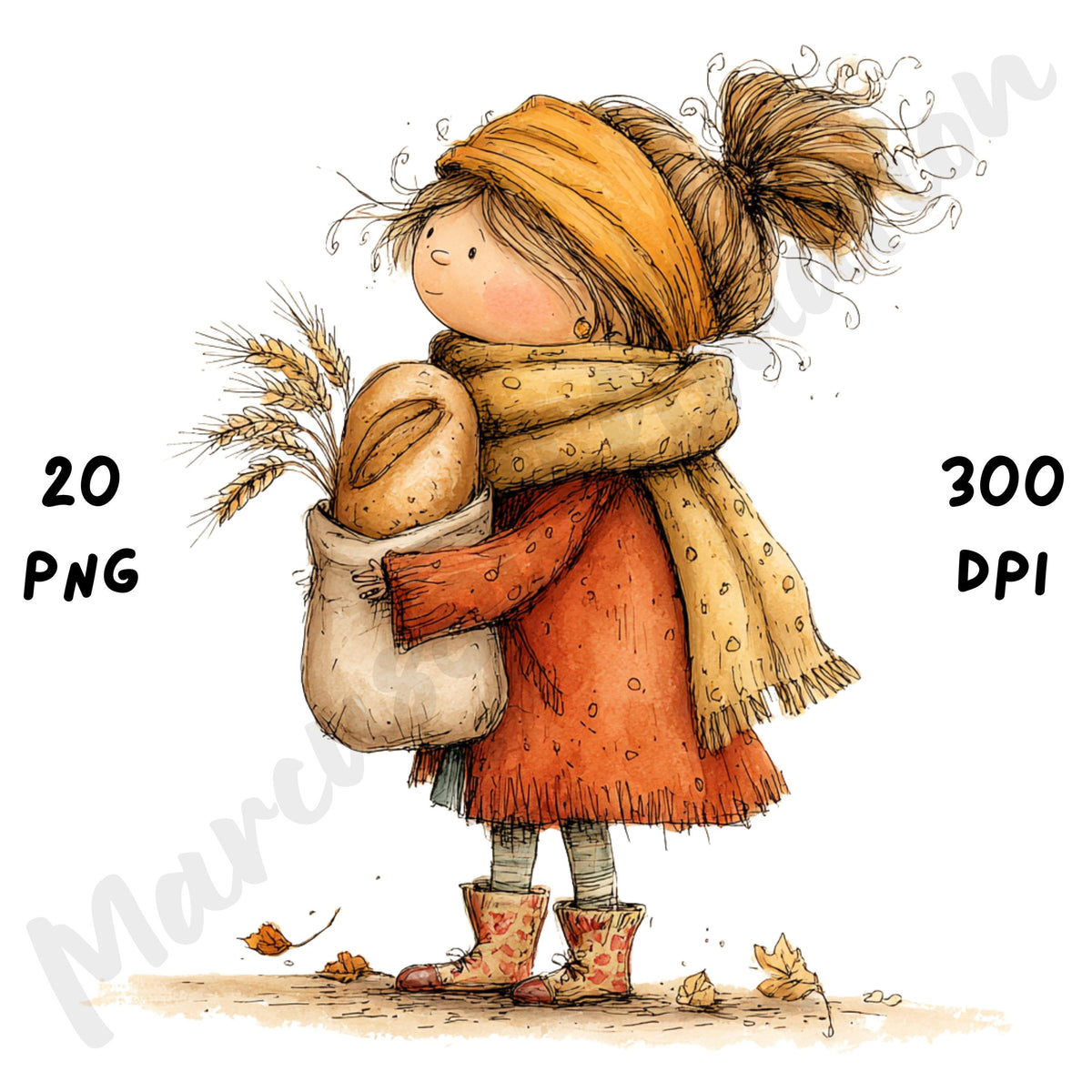 Cottagecore Fall Girl Whimsical Clipart Bundle