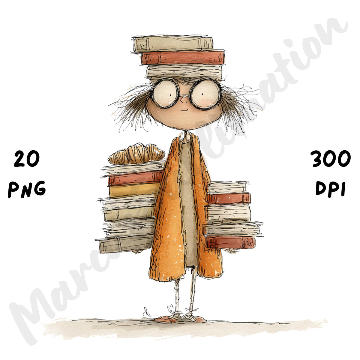 Cozy Reader Fall Girl Whimsical Clipart Bundle
