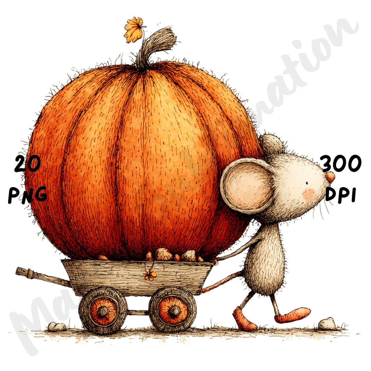 Whimsical Fall Cottagecore Farm Mouse Clipart