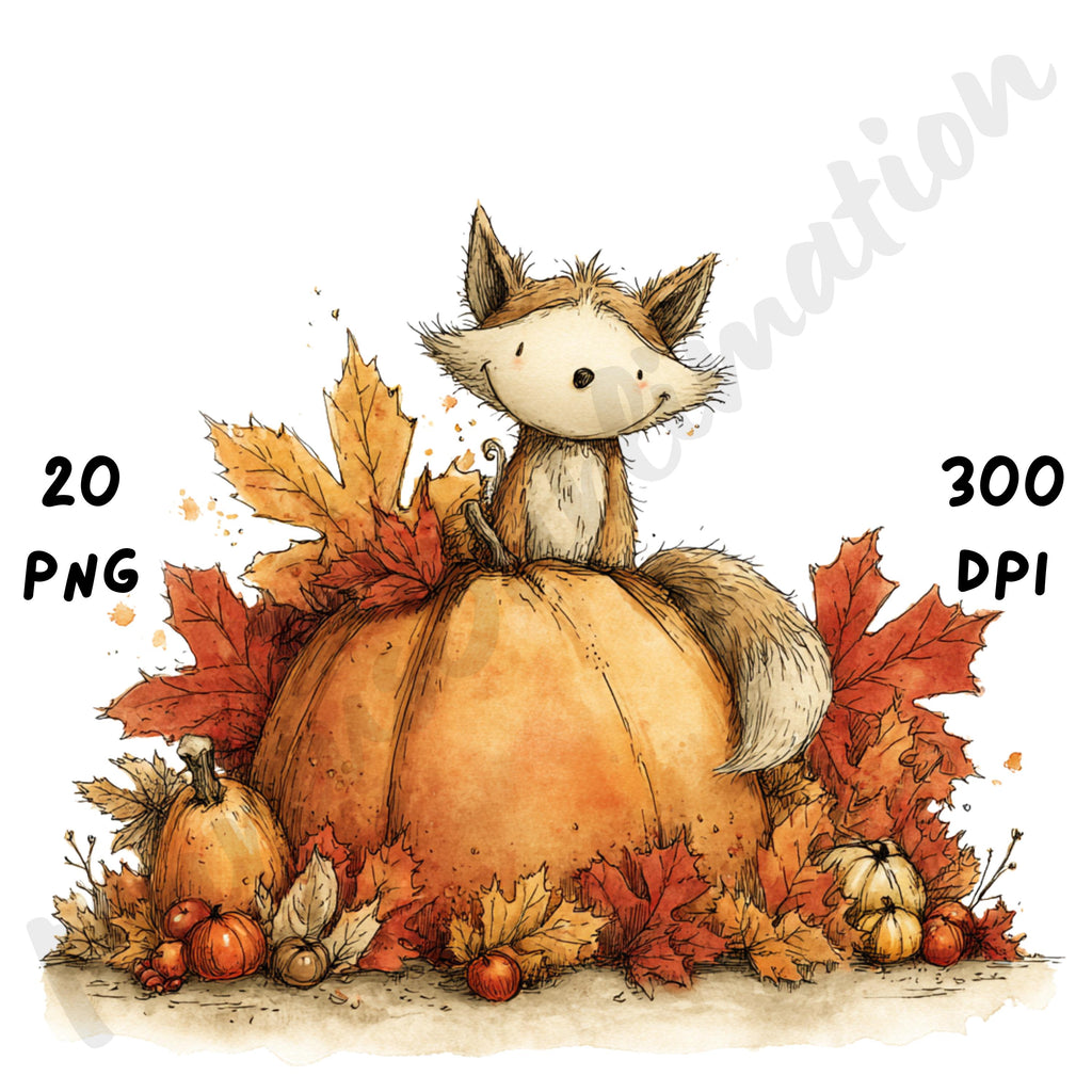 Whimsical Fall Peeking Animals Clipart