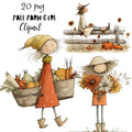 Whimsical Fall Farm Girl Clipart
