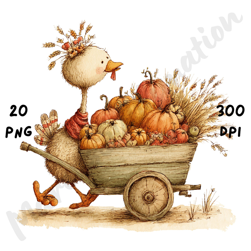 Whimsical Fall Turkey Clipart