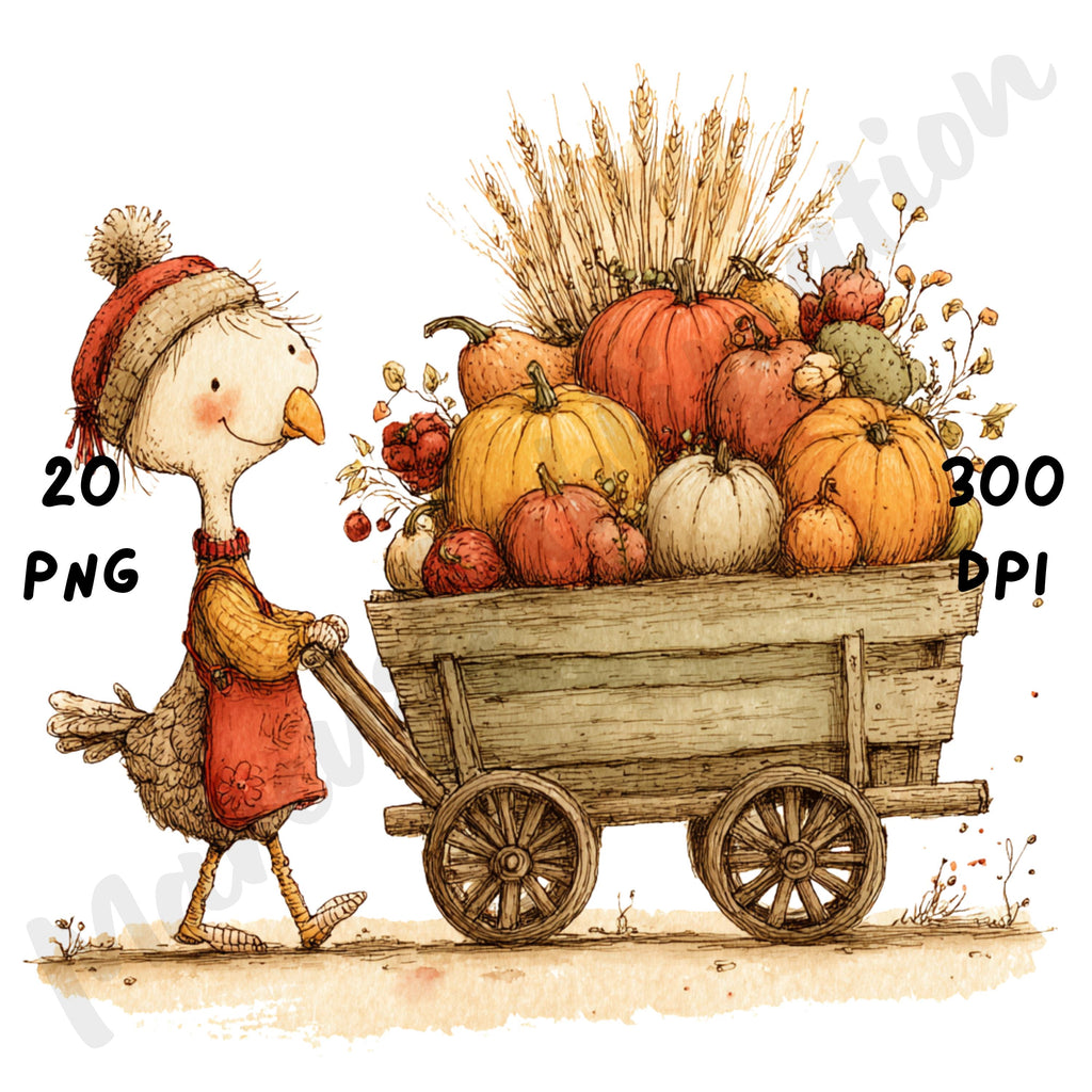 Whimsical Fall Turkey Clipart