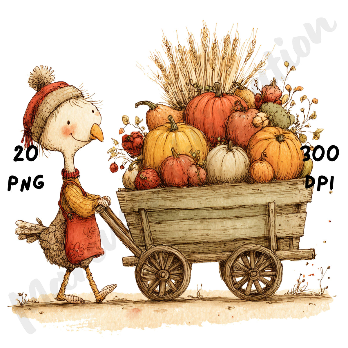 Whimsical Fall Turkey Clipart