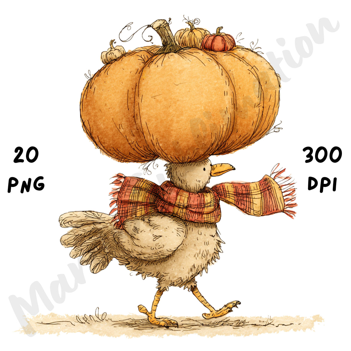 Whimsical Fall Turkey Clipart