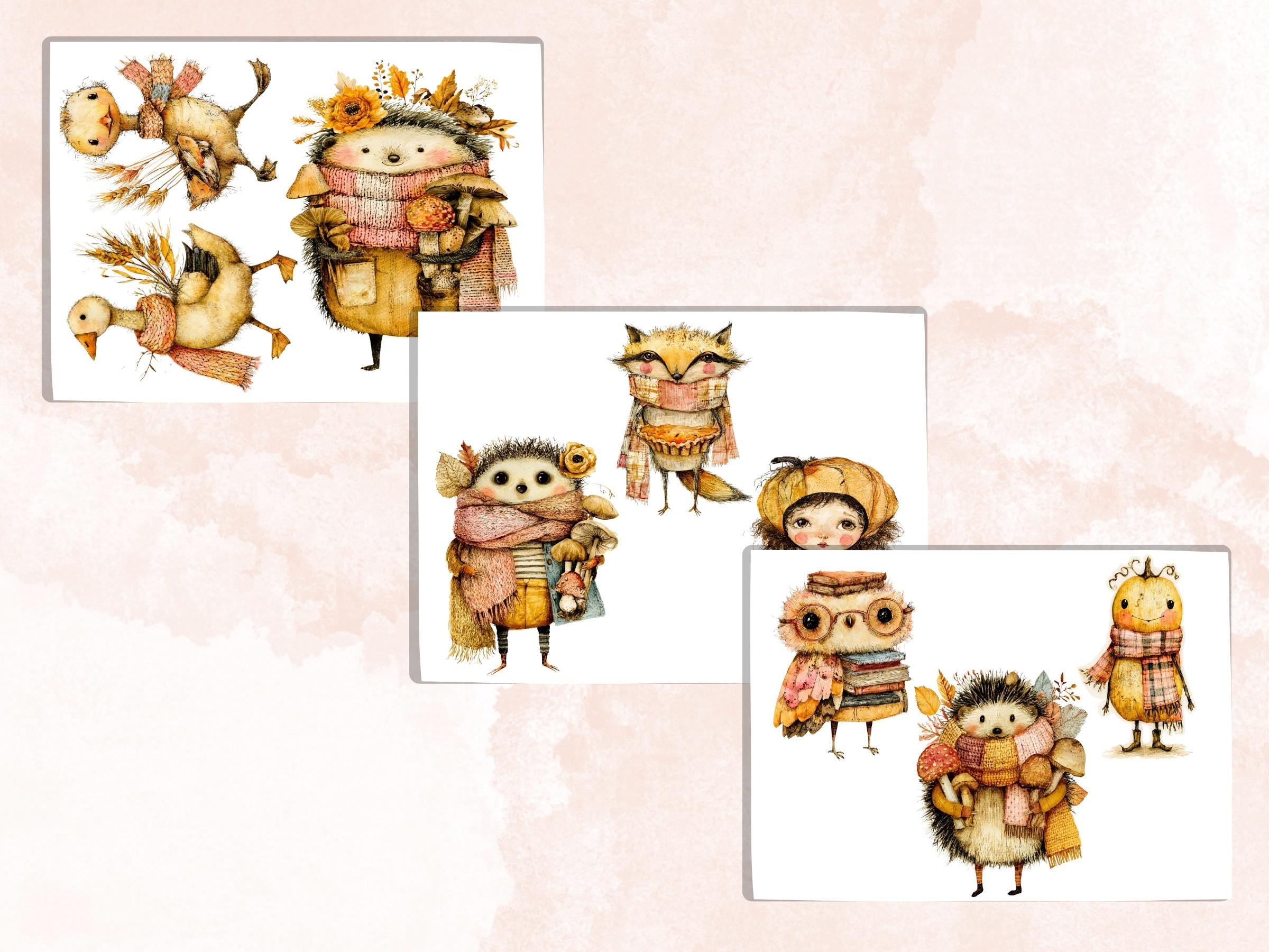Quirky Fall Fussy Cuts & Clipart, Printable Autumn Cut Outs, Whimsical Fall Ephemera, Junk Journal Scrapbook Kit, Cozy Paper Craft