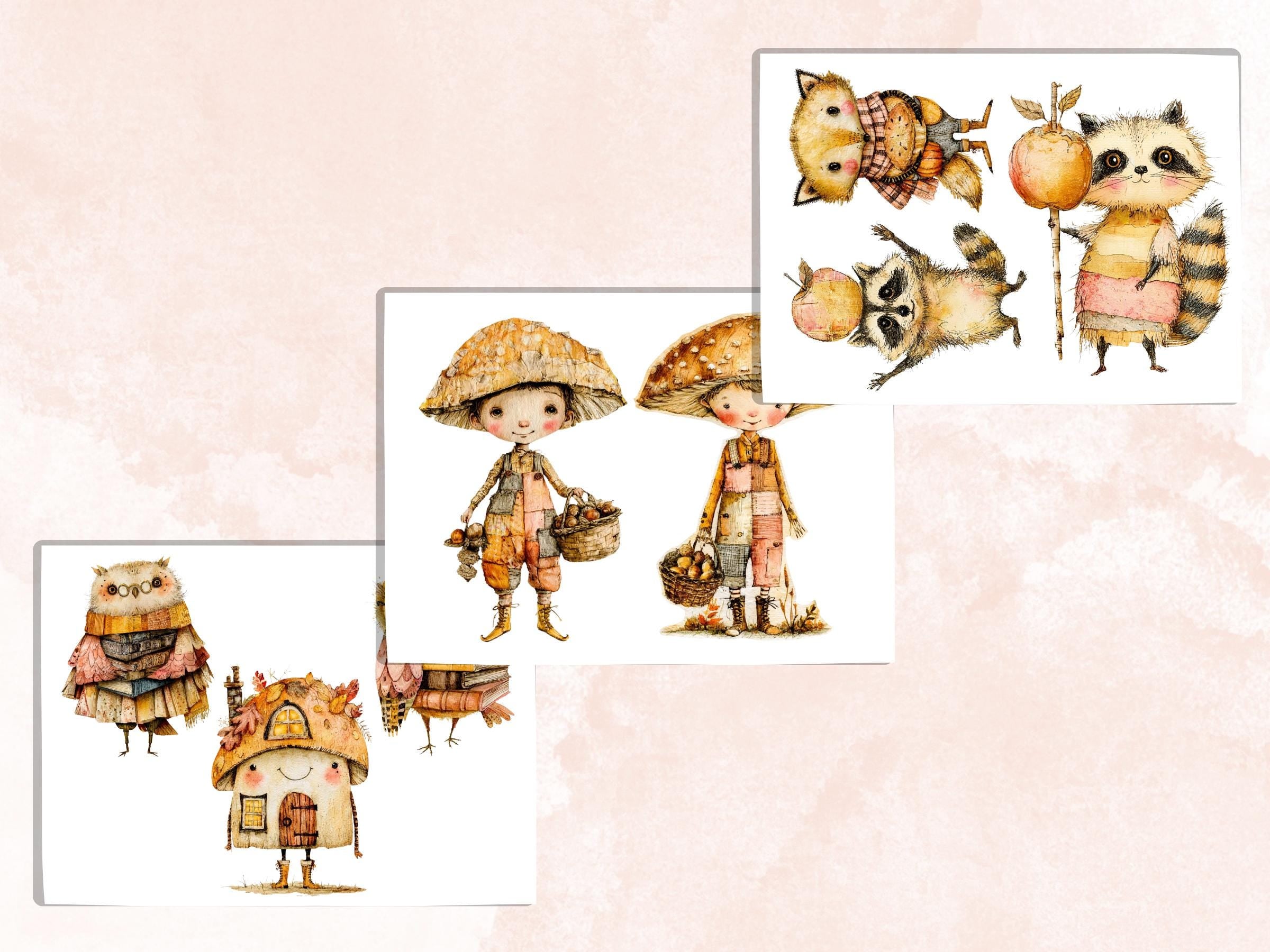 Quirky Fall Fussy Cuts & Clipart, Printable Autumn Cut Outs, Whimsical Fall Ephemera, Junk Journal Scrapbook Kit, Cozy Paper Craft