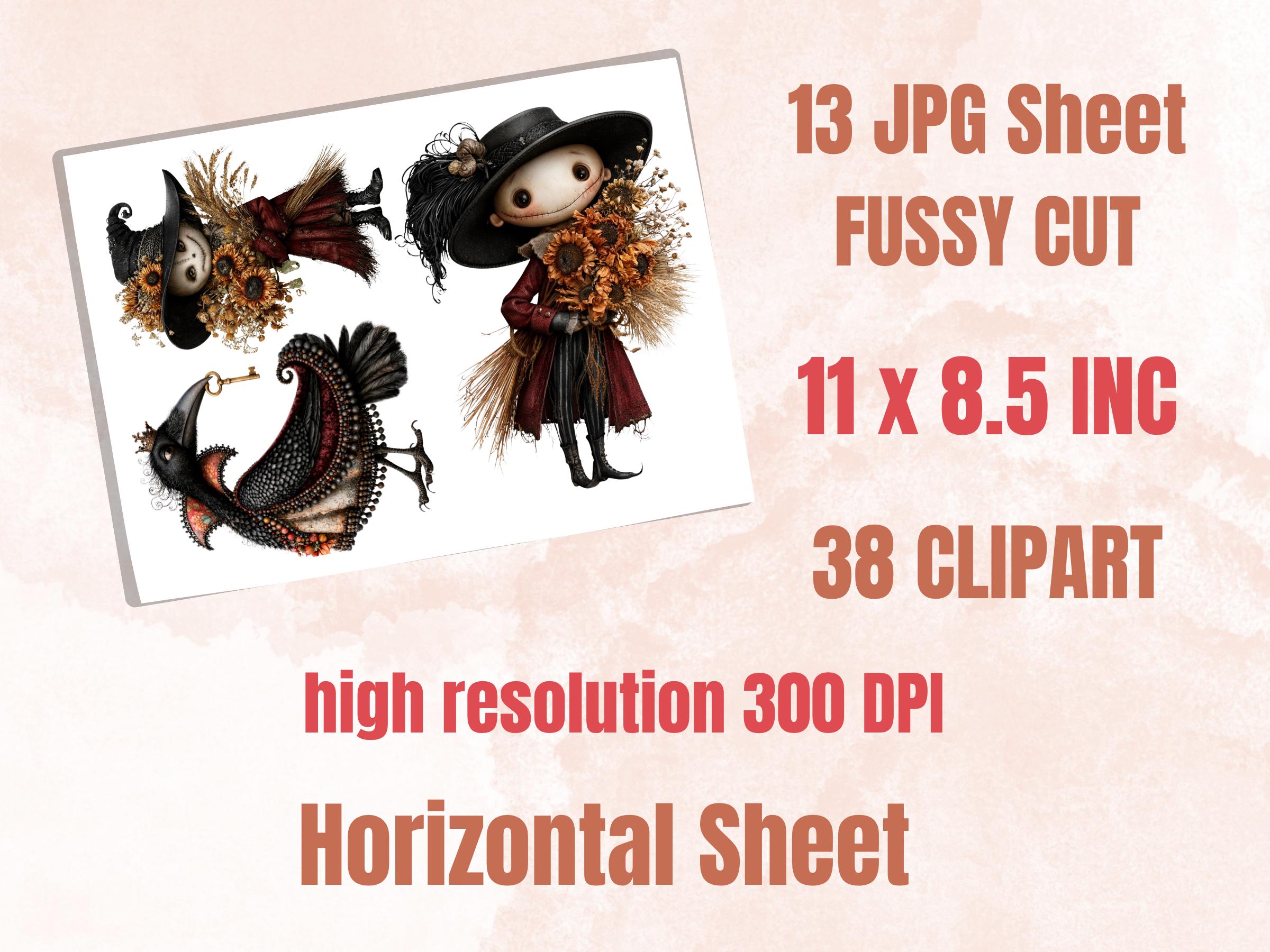 Gothic Fall Fussy Cuts & Clipart, Printable Autumn Cut Outs, Spooky Ephemera, Dark Junk Journal Scrapbook Kit