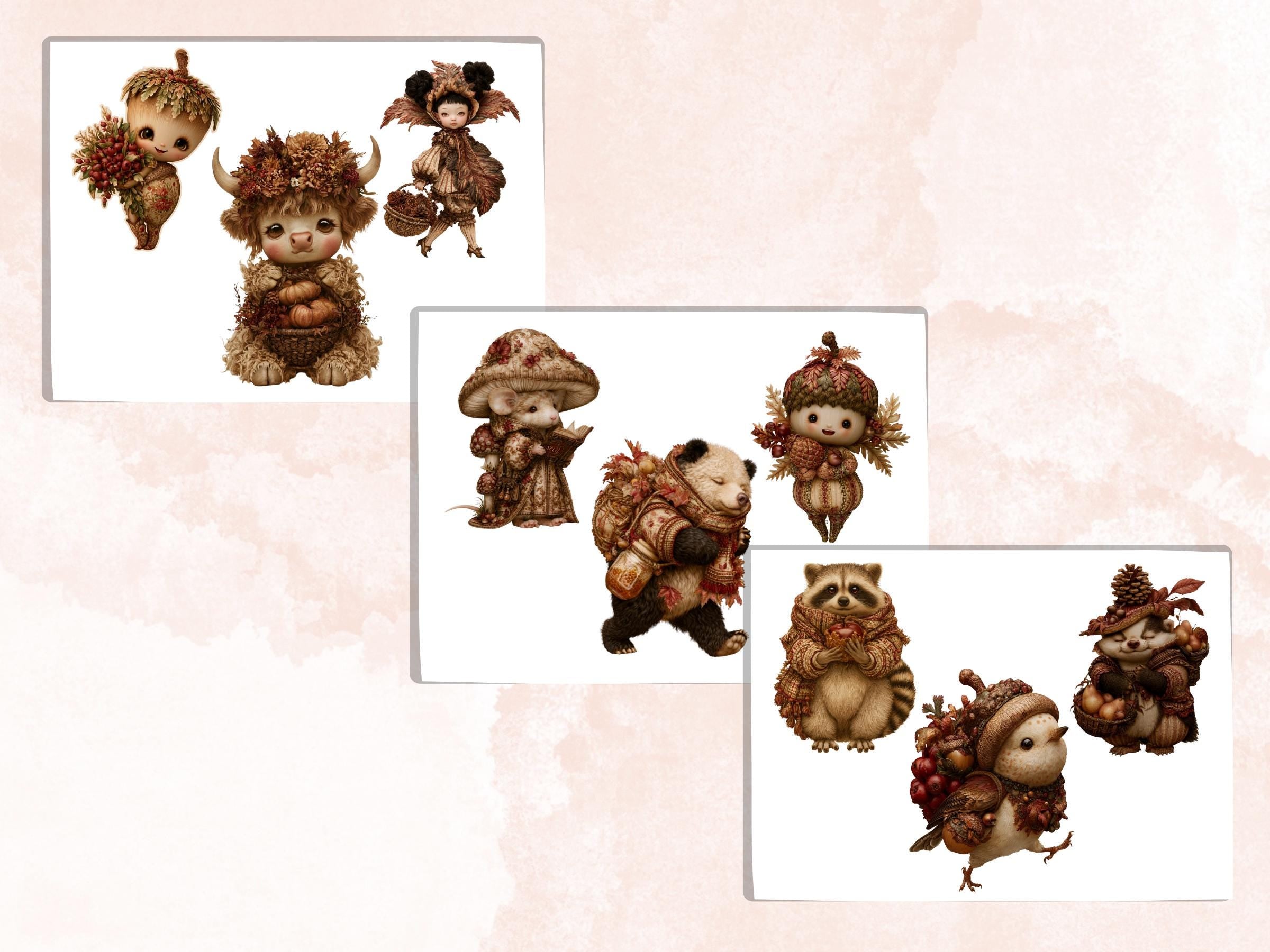 Fall Woodland Fussy Cuts & Clipart, Quirky Woodland Cut Outs, Autumn Forest Ephemera, Junk Journal Scrapbook Kit
