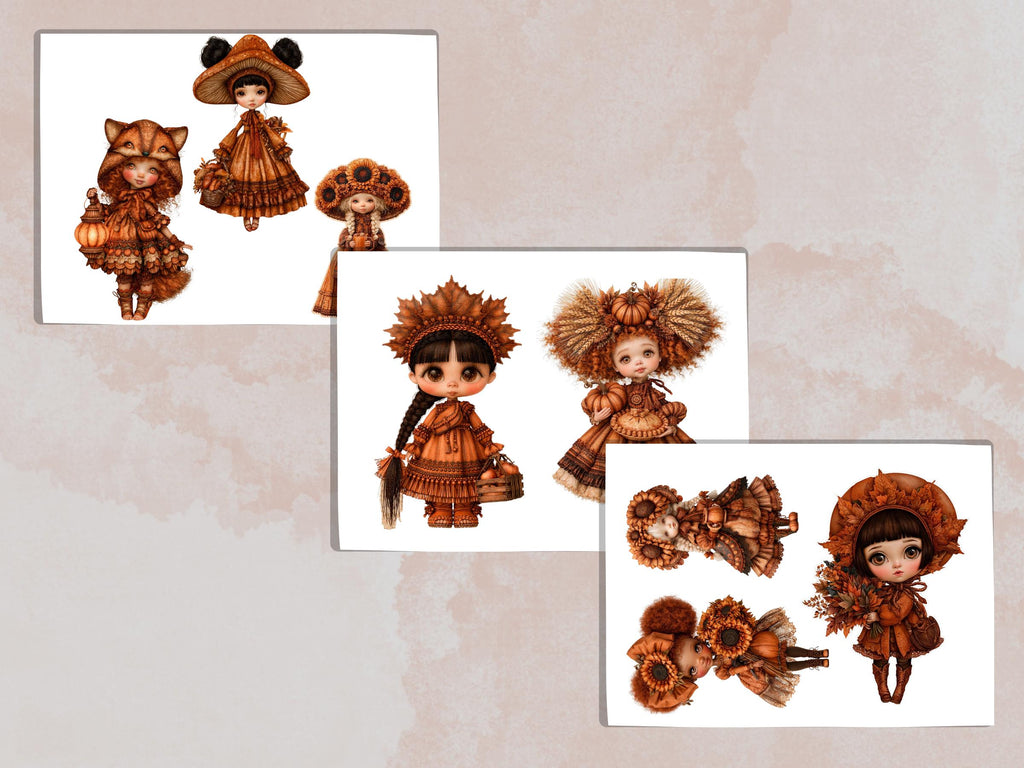 Fall Girls Fussy Cuts & Clipart, Quirky Autumn Girl Cut Outs, Fall Ephemera, Junk Journal Scrapbook Kit, Printable Paper Craft