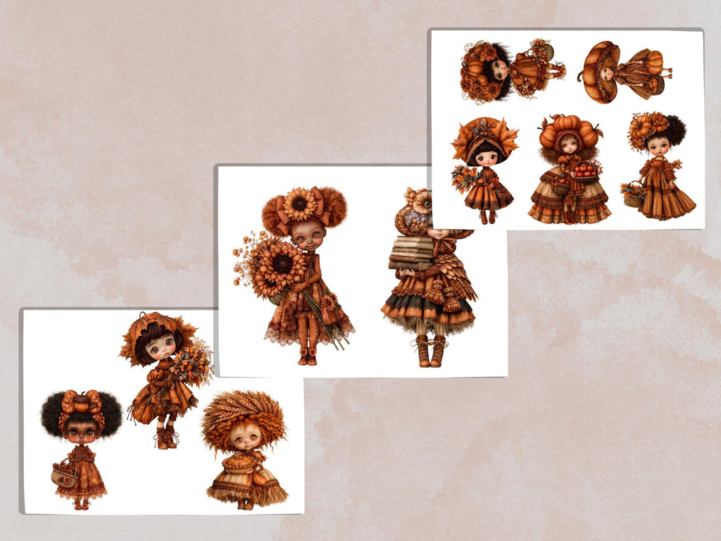 Fall Girls Fussy Cuts & Clipart, Quirky Autumn Girl Cut Outs, Fall Ephemera, Junk Journal Scrapbook Kit, Printable Paper Craft