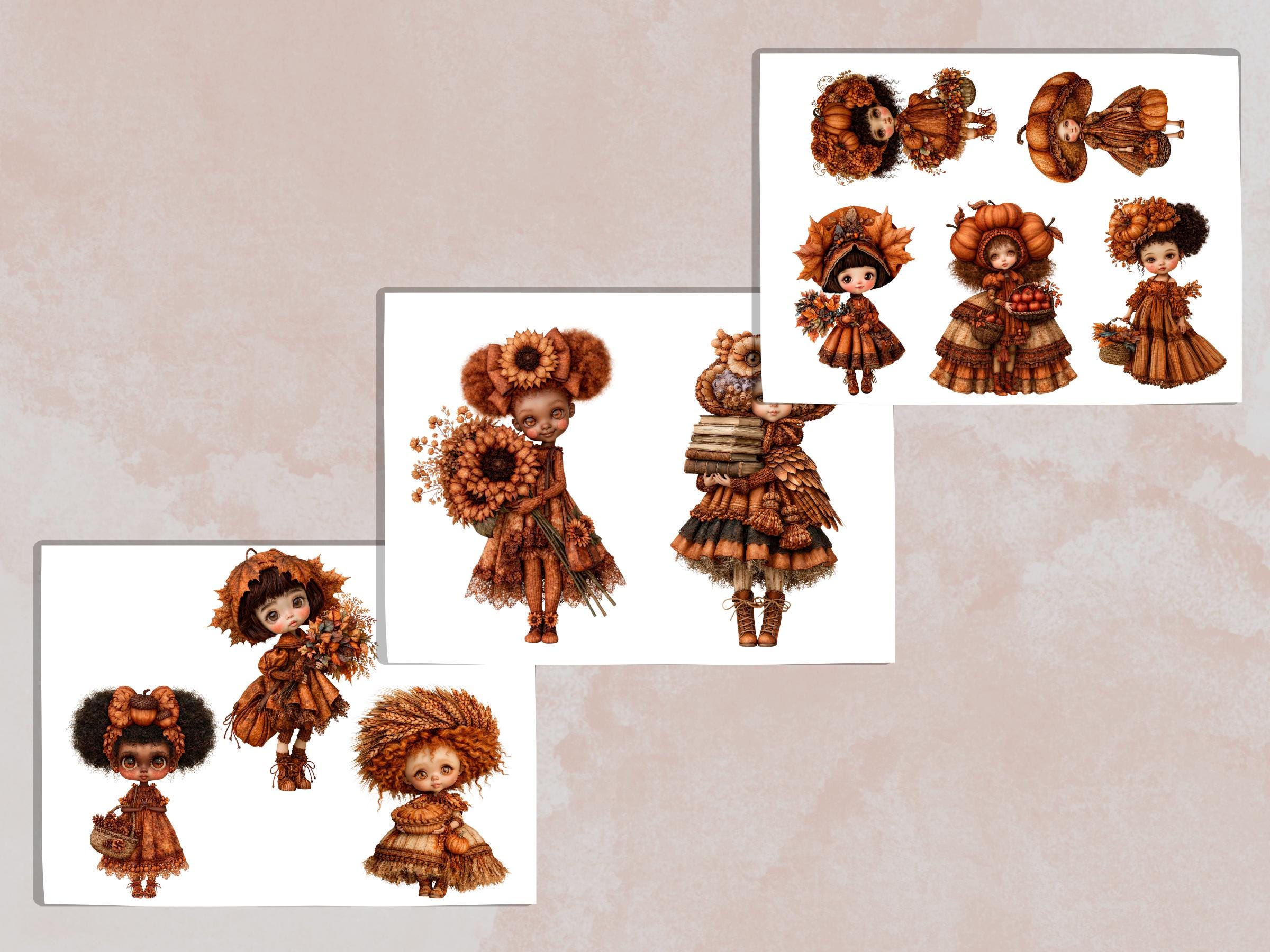 Fall Girls Fussy Cuts & Clipart, Quirky Autumn Girl Cut Outs, Fall Ephemera, Junk Journal Scrapbook Kit, Printable Paper Craft