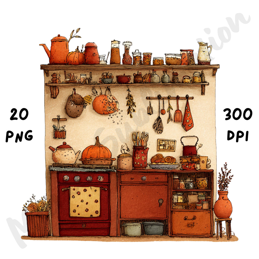 Whimsical Cozy Fall Corner Clipart