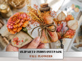 Fall Flowers Fussy Cuts & Clipart, Printable Autumn Floral Cut Outs, Botanical Ephemera, Junk Journal Scrapbook Kit