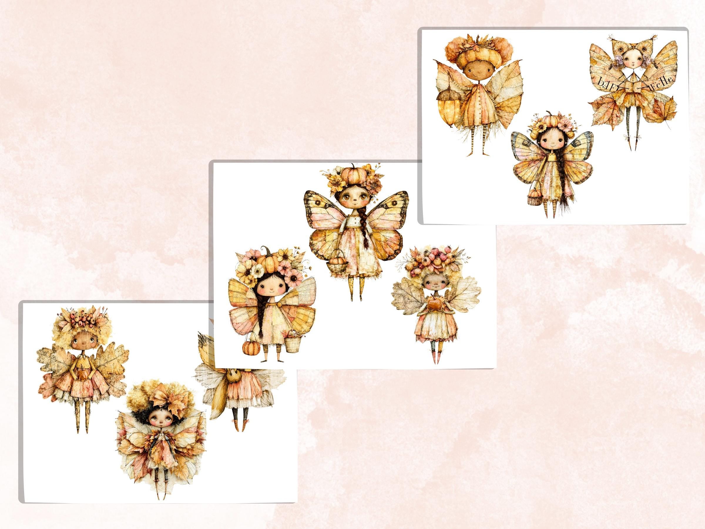 Fall Fairy Fussy Cuts & Clipart, Quirky Autumn Fairy Cut Outs, Fantasy Ephemera, Junk Journal Scrapbook Kit, Magical Paper Craft