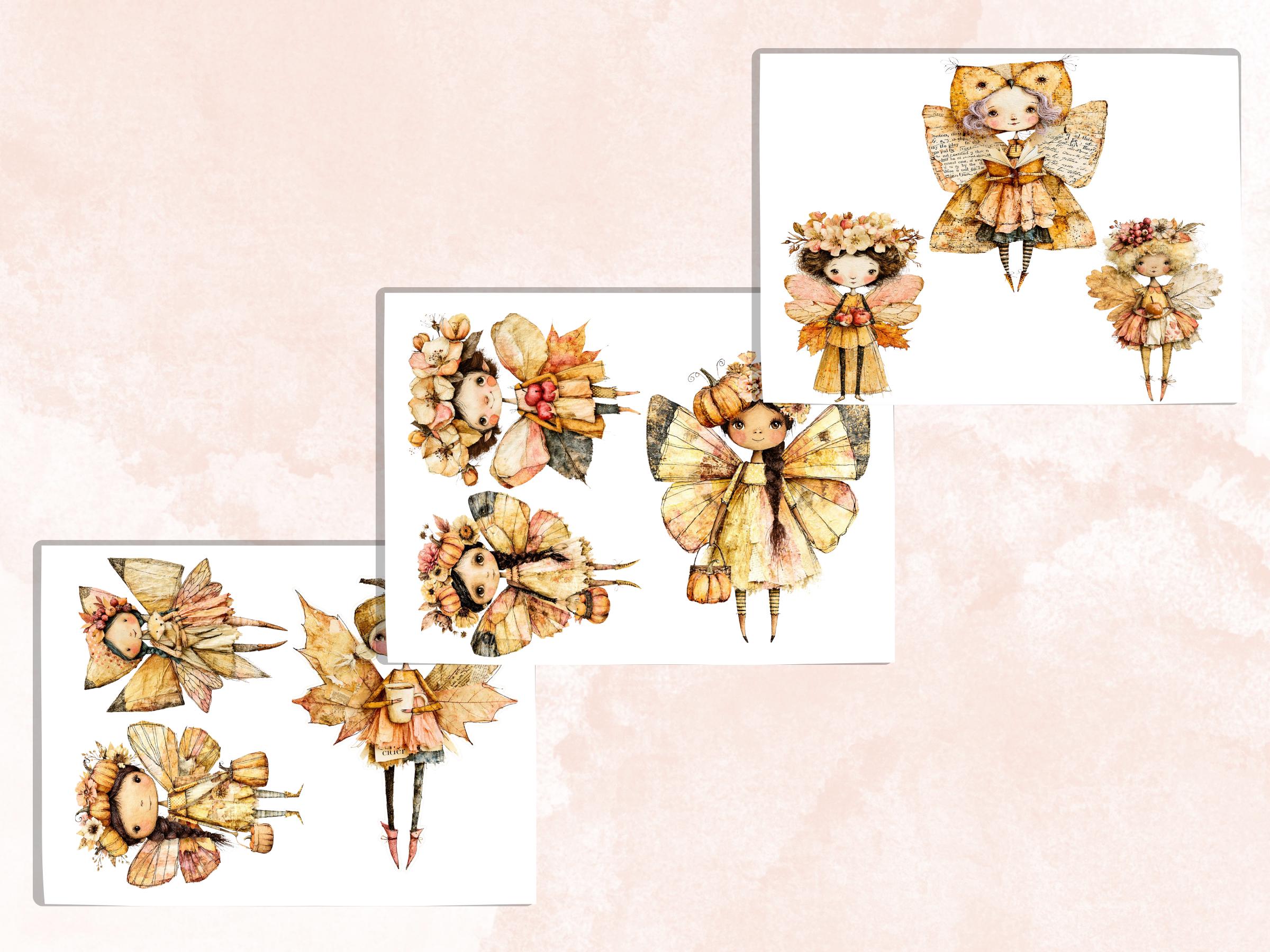 Fall Fairy Fussy Cuts & Clipart, Quirky Autumn Fairy Cut Outs, Fantasy Ephemera, Junk Journal Scrapbook Kit, Magical Paper Craft