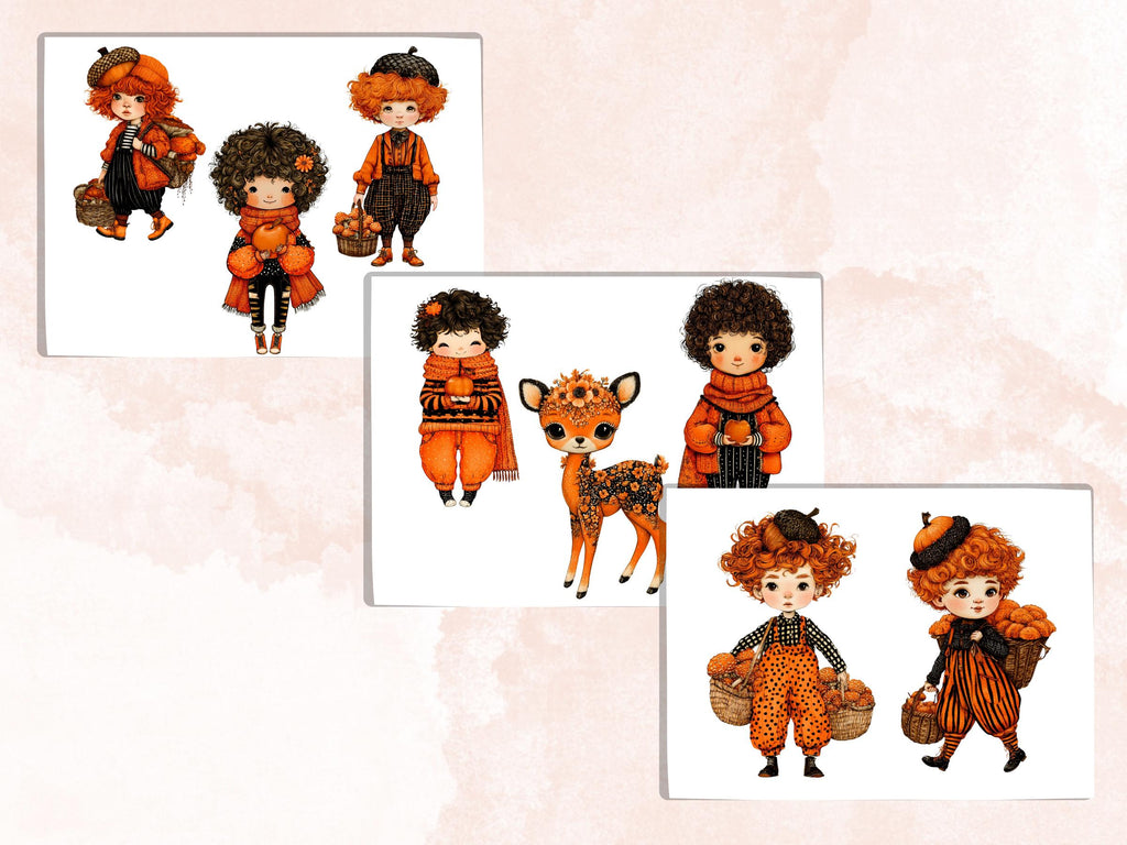 Fall Cuties Fussy Cuts & Clipart, Whimsy Autumn Cut Outs, Quirky Fall Ephemera, Junk Journal Scrapbook Kit, Cozy Paper Craft