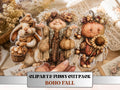 Boho Fall Fussy Cuts & Clipart, Printable Autumn Boho Cut Outs, Bohemian Ephemera, Junk Journal Scrapbook Kit, Whimsical Paper Craft