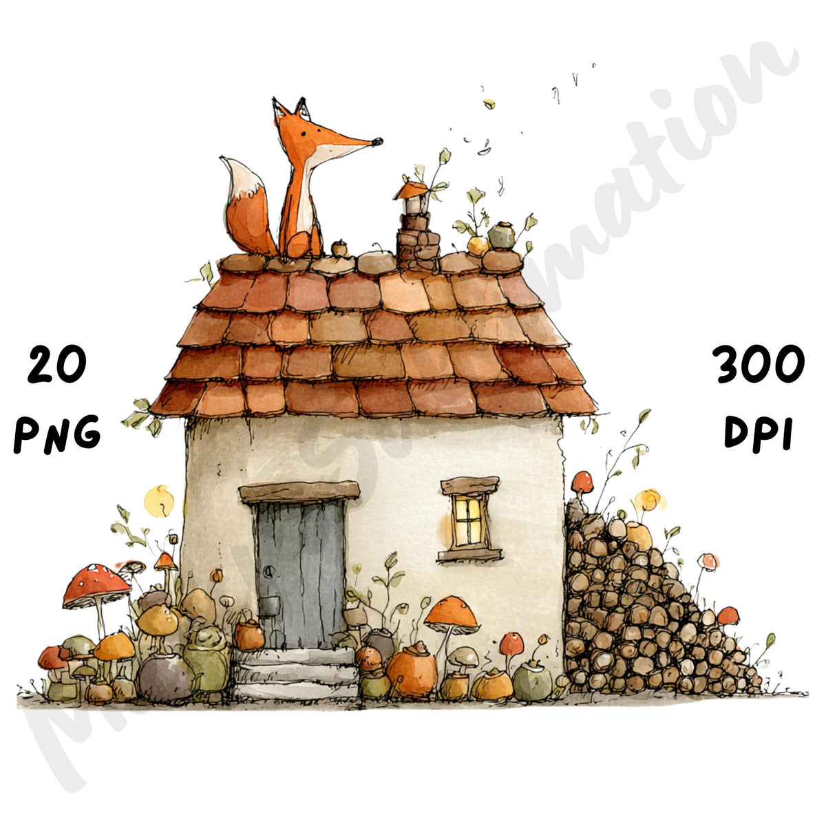 Whimsical Fall House Clipart
