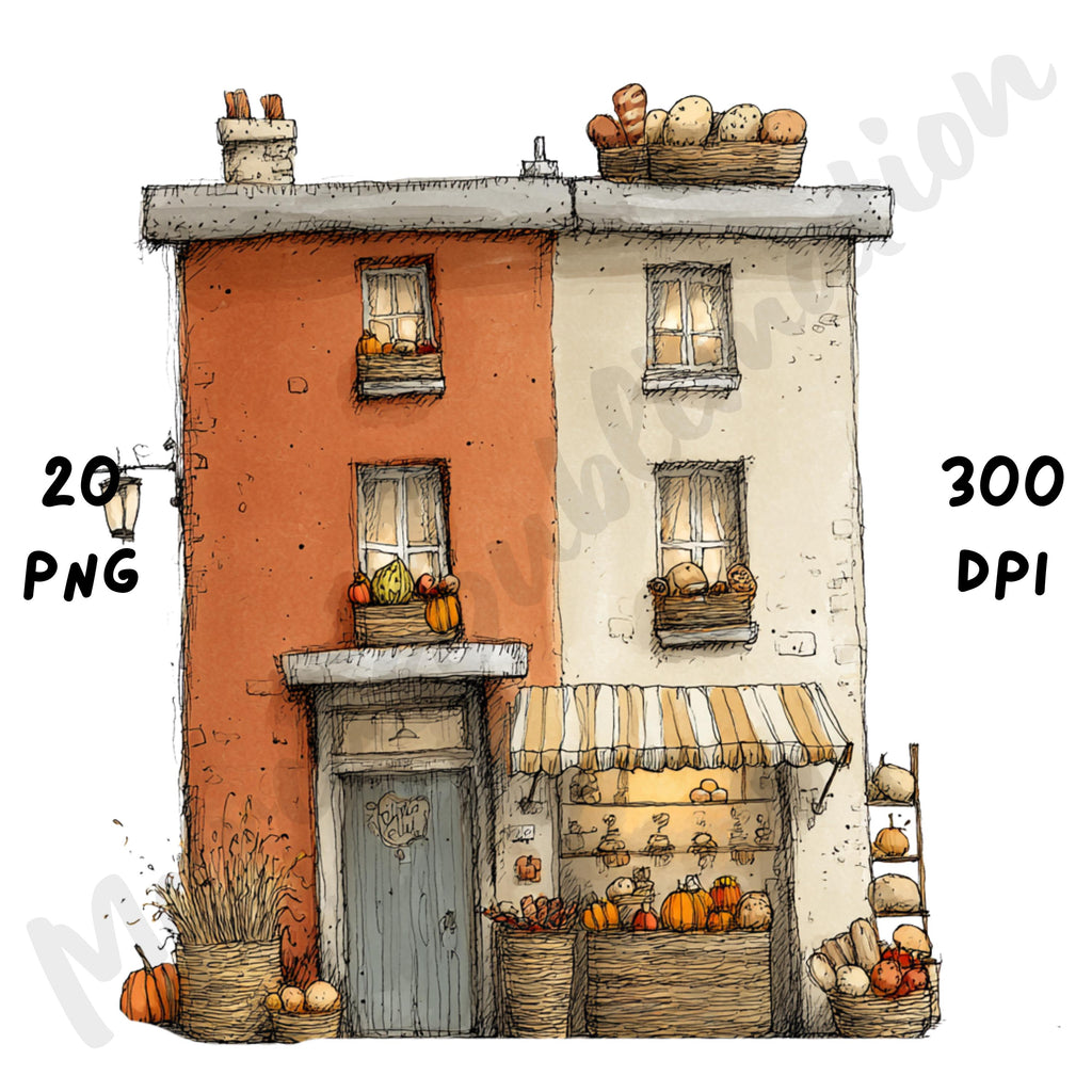 Whimsical Fall House Clipart