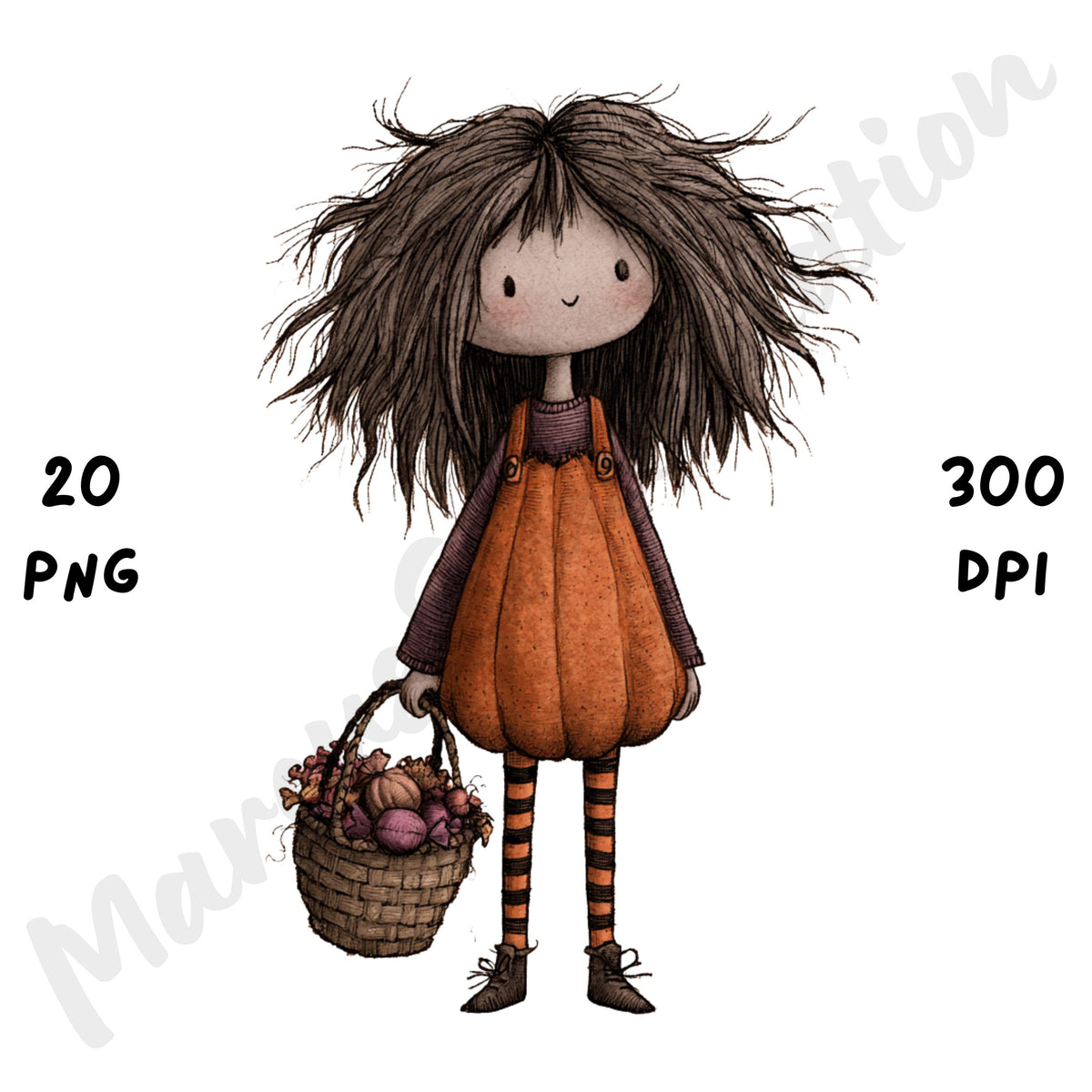 Whimsical Halloween Girl Clipart
