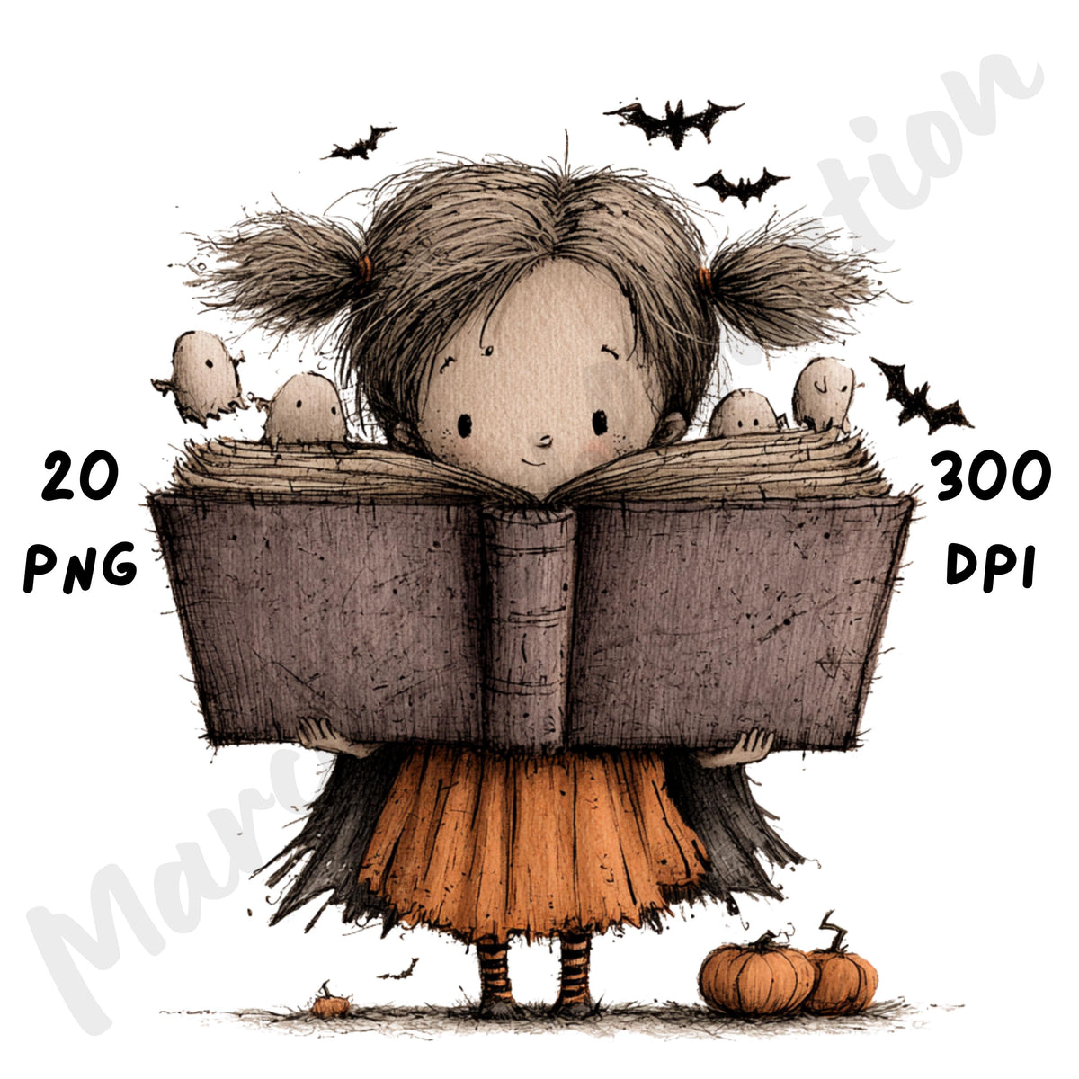Whimsical Halloween Girl Clipart