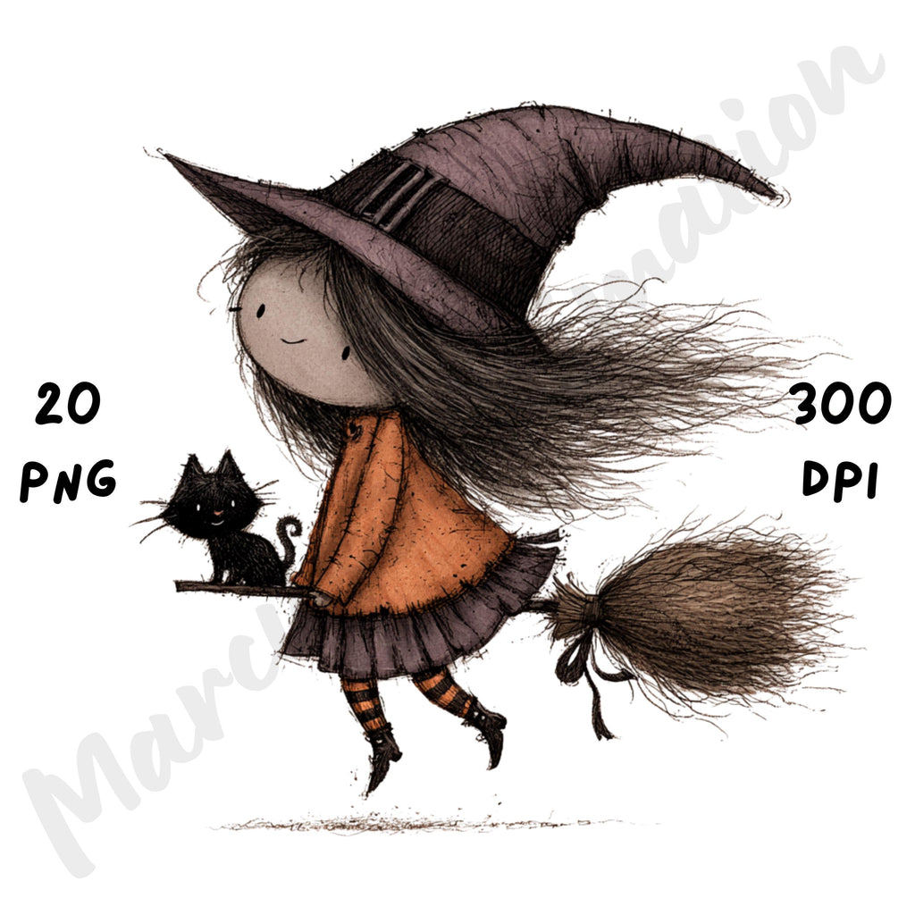 Whimsical Halloween Girl Clipart