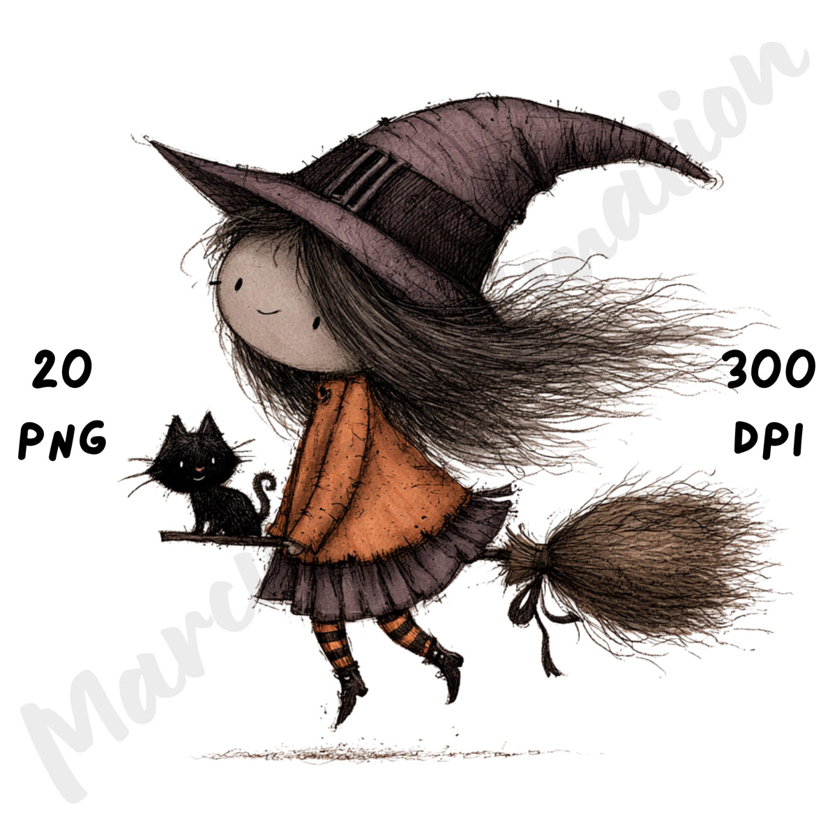 Whimsical Halloween Girl Clipart