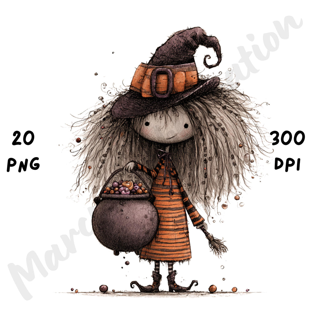 Whimsical Halloween Girl Clipart
