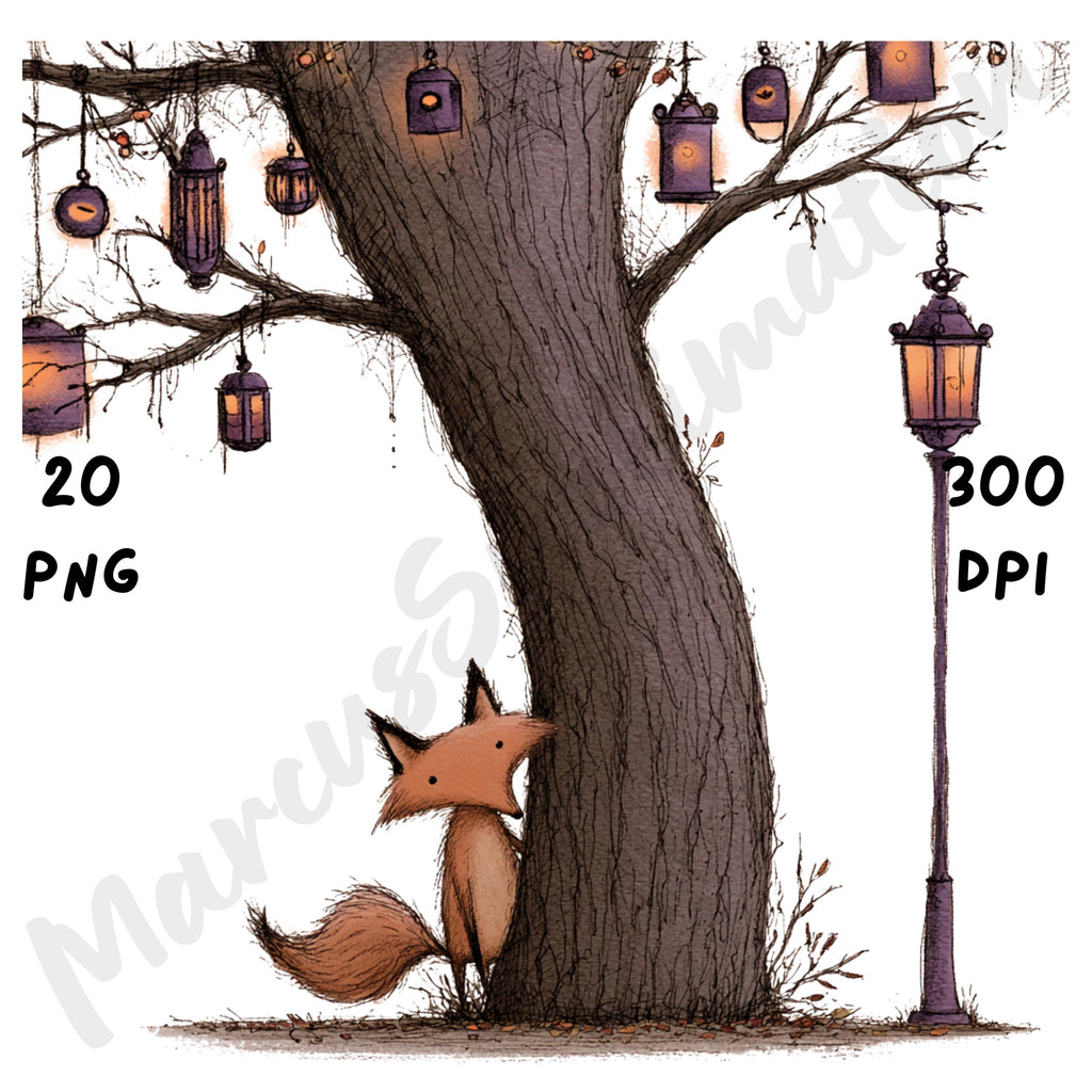 Whimsical Halloween Peeking Animals Clipart
