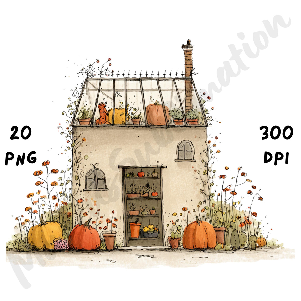 Fall Scenes Whimsical Clipart Bundle