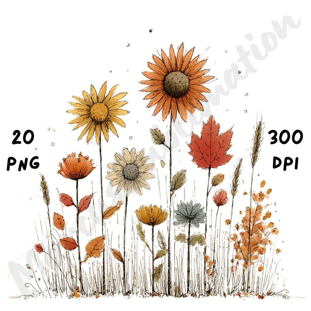 Fall Scenes Whimsical Clipart Bundle