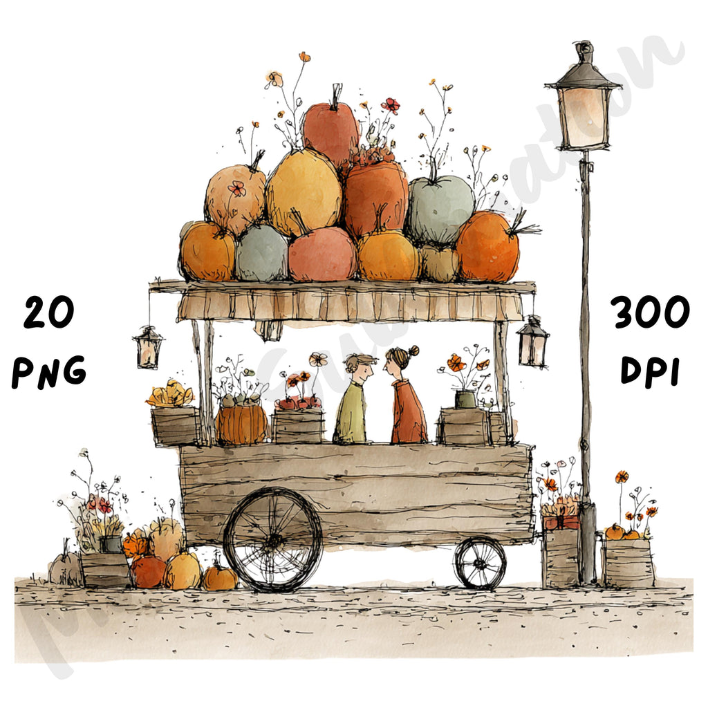 Fall Scenes Whimsical Clipart Bundle