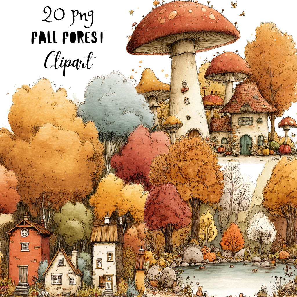 Fall Forest Whimsical Clipart Bundle