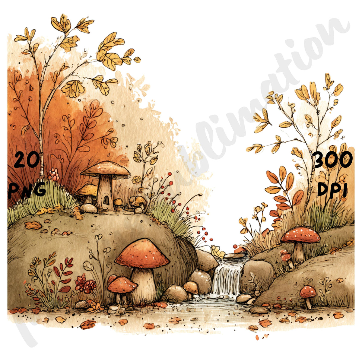 Fall Forest Whimsical Clipart Bundle