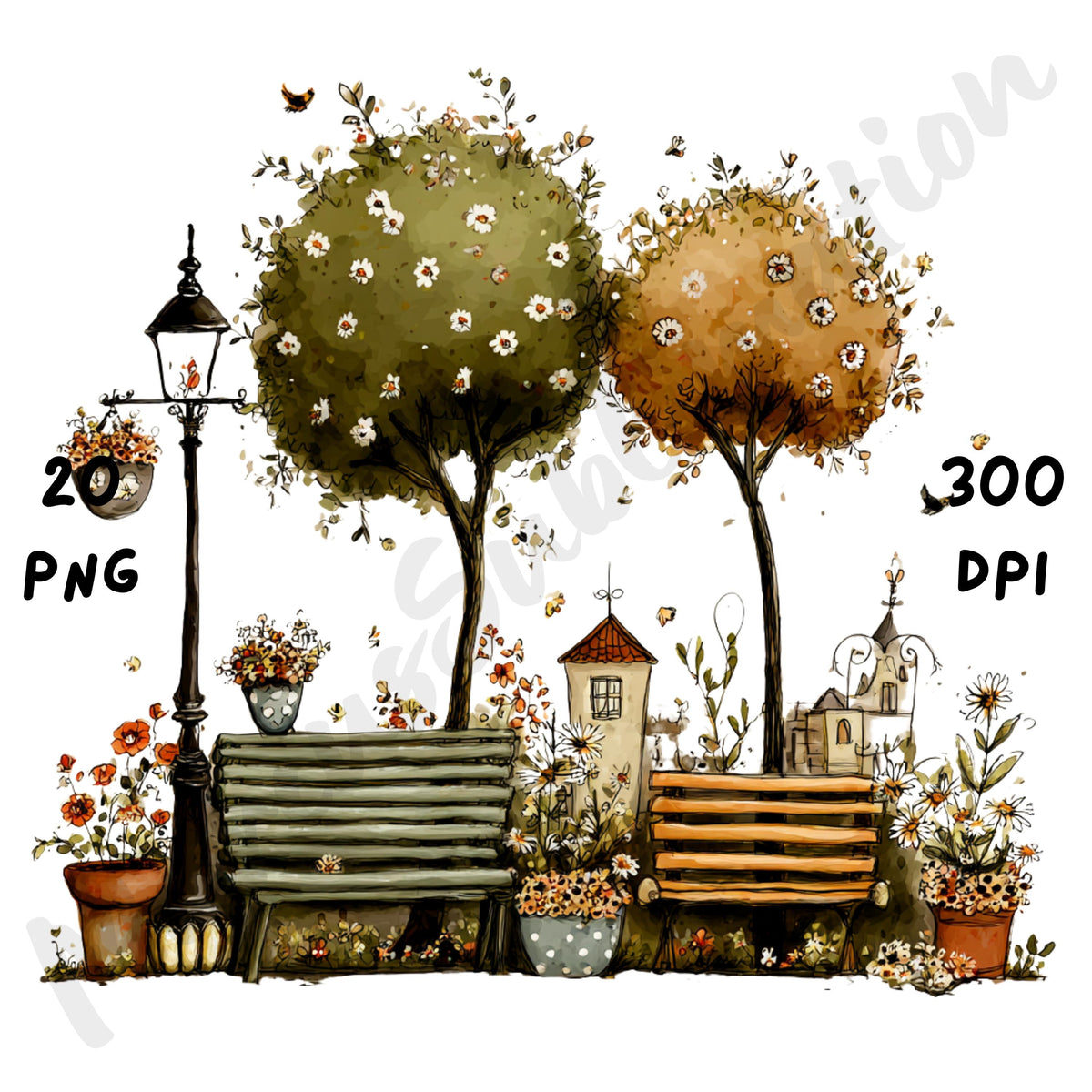 Fall Garden Whimsical Clipart Bundle