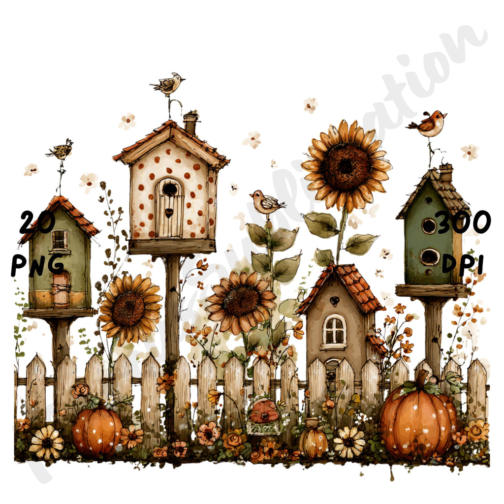 Fall Garden Whimsical Clipart Bundle